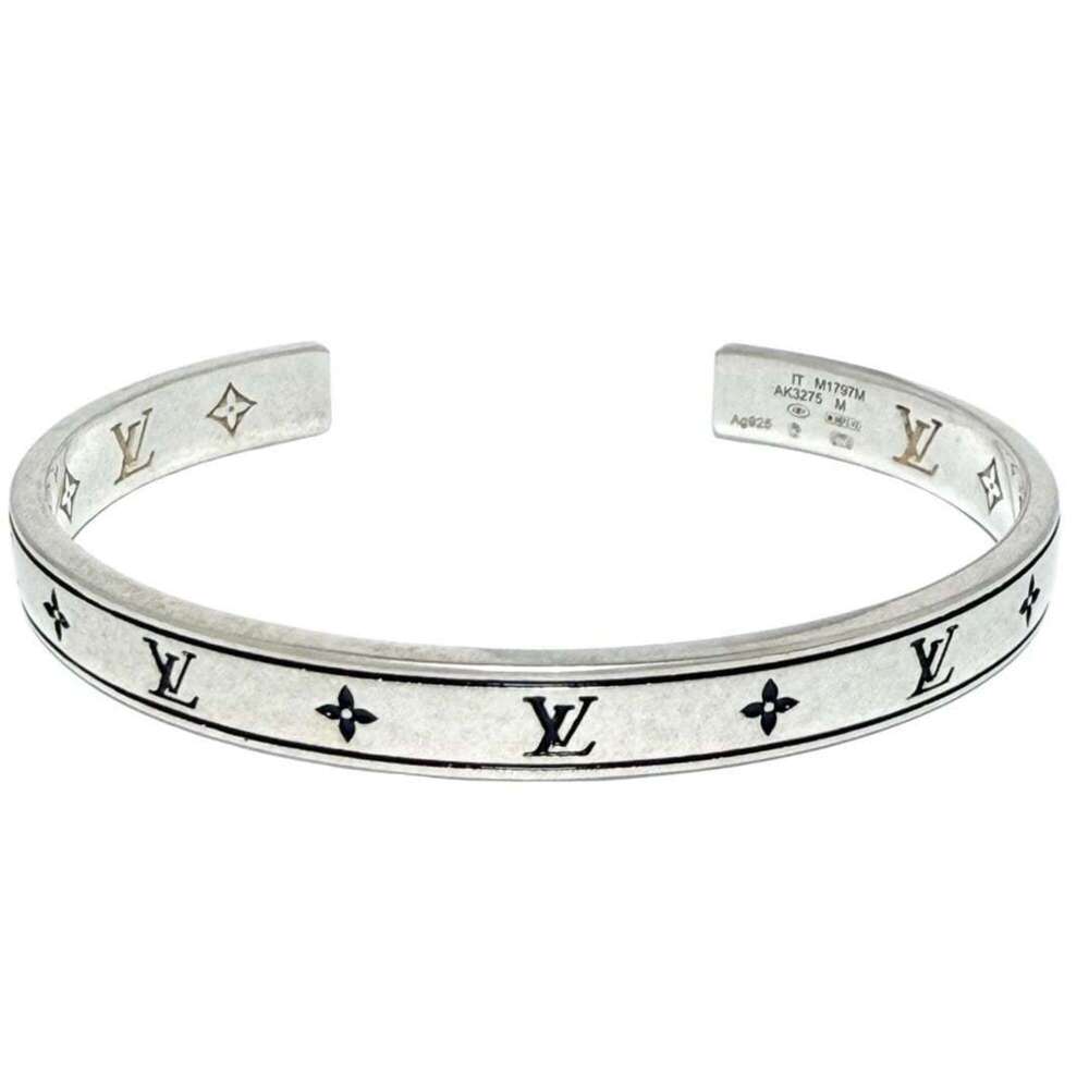 Louis Vuitton Men's Bracelet LV Spike Bangle Cuff Sterling Silver 925